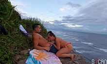 Look at this guy banging a hot blonde latina on Itanhaem beach