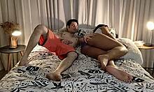 She Lets Cousin Stay, They Masturbate Each Other Then Fuck Sideways