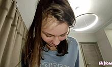 Cutie stepsister disrupts tv time with pov tease