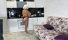 Wow, stepmom in a thong cooking dinner got her ass fucked by stepson in gratitude!