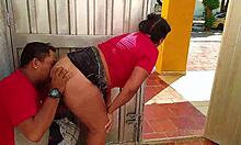 Fucking outdoors in public street with my stepbrother, I'm so horny!