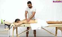 Zeus Ray enjoys a happy ending massage with a muscular guy