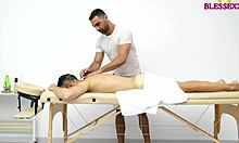 Zeus Ray enjoys a happy ending massage with a muscular guy