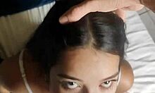 lunah blanc moans while deepthroating and riding my big cock