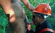 Security guard joins the park orgy with bareback action