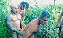 Security guard joins the park orgy with bareback action