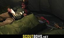 Tiny Gay Scouts Woken by Leader for Bareback Fun