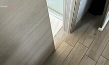 My neighbor caught me jerking off and took over with her mouth