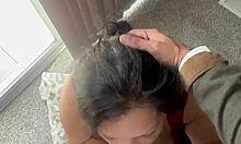 Amateur Curvy Brunette Blowjob with Facial Cumshot in Public Outdoor