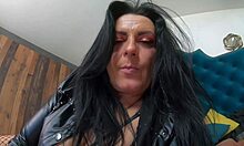 Damn, dirty-talking Latina goddess licks toy while masturbating hard!