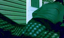 Time Lapse Of Skinny Amateur Stretching Ass And Legs Against Steps At Night.