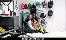 vikki valentine avoids police trouble with rough shoplifter sex in garage