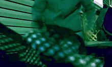 Time Lapse Of Skinny Amateur Stretching Ass And Legs Against Steps At Night.