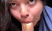Cute Brunette DEEPTHROATS Monster Cock