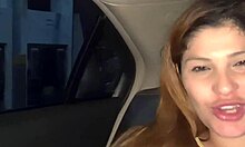 Naked at gas station, attendant fucks the slut in public POV.