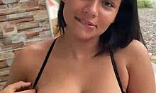 colombian hottie sucks cock in public and gets caught