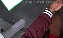 Naked at gas station, attendant fucks the slut in public POV.