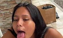 colombian hottie sucks cock in public and gets caught