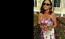 I saw mature Candi Annie milk cock outdoors and swallow cum