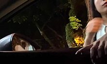 Глотаю большой член незнакомца на общественной дороге