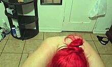 Amber's just chilling on her knees, giving daddy a blowjob at home.