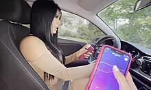 cachonda may hernandez teases with public masturbation in car