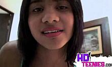 Teen latina toby reveals her perfect ass and tits in a close-up show.