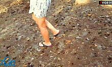 Caught Looking for Cum Spot in Wet Pussy Outdoors