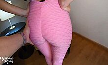 I skipped workout to suck dick with sloppy blowjob. Ended with cum shot on my leggings at gym - MysteriousKathy.