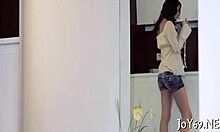 naked girl fingers her tight wet pussy with dildo for pleasure