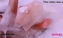 super cute teen takes a sexy bath with her uncle on the sofa