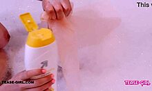 super cute teen takes a sexy bath with her uncle on the sofa