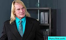 ebony masseuse with perfect natural big boobs gives wet nuru massage to evan stone and nina white