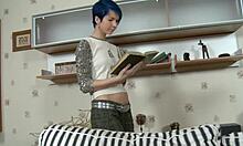 Blue haired teen 18+ interacts with her step brother amy frost