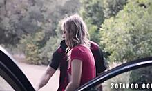 bipolar hitchhiker kirsten scott gets bent over for a rough blowjob in a car
