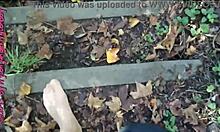 sexy nylon flashing in the german woods 😏