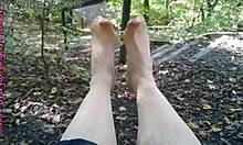 sexy nylon flashing in the german woods 😏