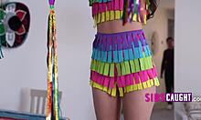 I can’t resist stuffing my pretty stepsis pinata while she’s bent over.