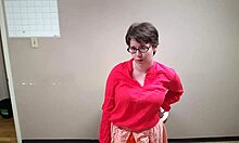 Femdom roleplays dominating her neighbor while masturbating with huge tits