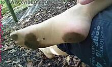 sexy nylon flashing in the german woods 😏