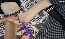 Trident Vibrator Drives Petite Stepsister to Insane G-Spot Orgasms