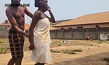 sex addicted housewife, nasty bitch, bangs husband’s brother outside by window