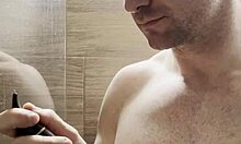 Trimming sweaty hairy armpits after gym for photoshoot