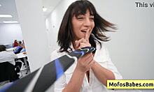 Slutty office MILF with big round natural tits gets fucked by monster cock at work