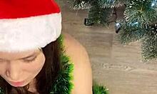 step sister showed me her christmas costume and gave me her holes as a gift