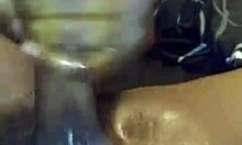 Big black dick gets handjob and cumshot in the bathroom while screaming