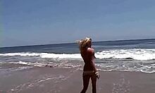Little Summer Flashes Tits and Pussy at Beach