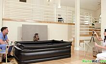 Seth Gamble and Gal Ritchie - busty teen brunette offers wet nuru massage to eager client