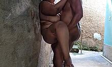 mother-in-law gets cum covered in backyard