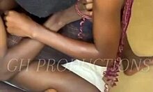 Real African couple explores hot foreplay with sensual massage and handjob on petite teen body.